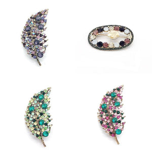 Micro-inlaid Japanese & Plant Leaf Shape Brooch Clothing Accessories Gift