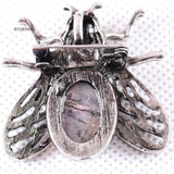 Cicada Brooch Natural Stone Pink Rhodonite Bead Pendant Gift