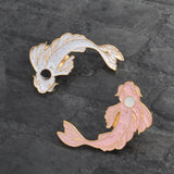 4pcs Koi Pin Set Black/White/Pink Lapel Pins Brooches Badges Accessories