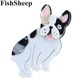 FishSheep Bulldog Acrylic Brooch, Cartoon Dog Animal Pins