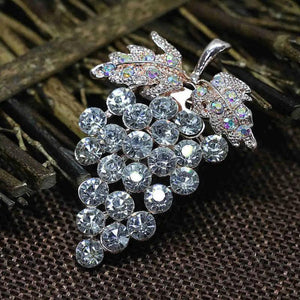Multicolor Rhinestone Grape Brooch Pin Rose Gold Crystal Jewelry