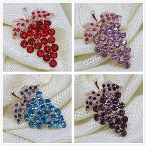 Multicolor Rhinestone Grape Brooch Pin Rose Gold Crystal Jewelry