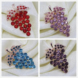 Multicolor Rhinestone Grape Brooch Pin Rose Gold Crystal Jewelry
