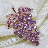 Multicolor Rhinestone Grape Brooch Pin Rose Gold Crystal Jewelry
