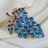 Multicolor Rhinestone Grape Brooch Pin Rose Gold Crystal Jewelry
