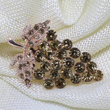 Multicolor Rhinestone Grape Brooch Pin Rose Gold Crystal Jewelry