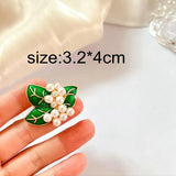 Vintage Flower Poppy Drop Glaze Enamel Pearl Brooch