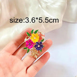 Vintage Flower Poppy Drop Glaze Enamel Pearl Brooch