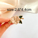 Vintage Flower Poppy Drop Glaze Enamel Pearl Brooch