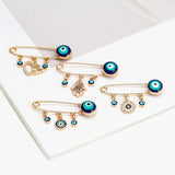 Evil Eye Brooch Pin Zircon Heart Fatima Hand Charm Women Girls Men Jewelry
