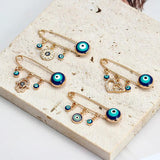 Evil Eye Brooch Pin Zircon Heart Fatima Hand Charm Women Girls Men Jewelry