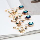Evil Eye Brooch Pin Zircon Heart Fatima Hand Charm Women Girls Men Jewelry