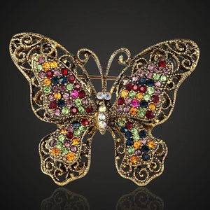 Colorful Rhinestone Butterfly Brooch Pins Women Corsage Dress Decorat