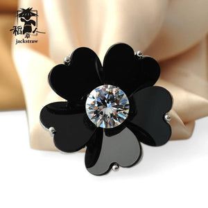 Four-leaf Clover Zircon Brooch Scarf Buckle Clip Jewelry