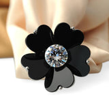 Four-leaf Clover Zircon Brooch Scarf Buckle Clip Jewelry