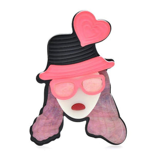 Acrylic Girl Brooches Pins Heart Love Lady Figure Party Casual Brooches