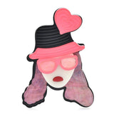 Acrylic Girl Brooches Pins Heart Love Lady Figure Party Casual Brooches