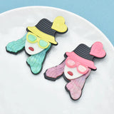 Acrylic Girl Brooches Pins Heart Love Lady Figure Party Casual Brooches