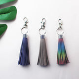 Reflective Fringe PU Leather Tassel Key Holder Metal Key Chain