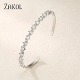 Red Heart Shape CZ Cuff Bangles for Women - Party Jewelry