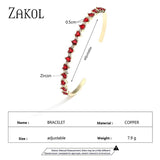 Red Heart Shape CZ Cuff Bangles for Women - Party Jewelry