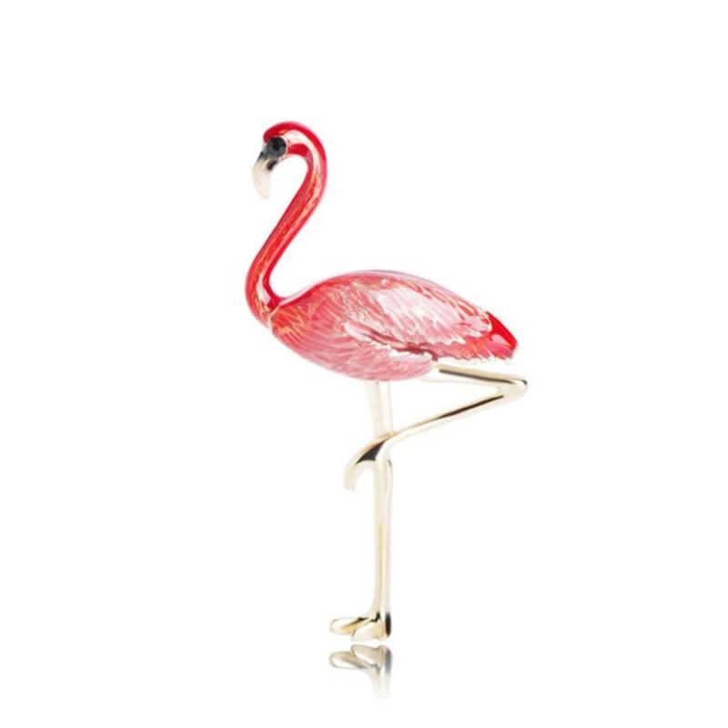 Flamingo Birds Brooches Gold-color Alloy Broches Lapel Pins