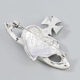 Metal Heart Shape Flower Geometric Brooch Corsage Party Jewelry