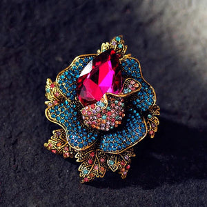 Vintage Crystal Flower Brooch Pin Women's Wedding Corsage