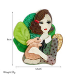Acrylic Rabbit Girl Brooches Kids Cartoon Figure Brooch Pins Badges