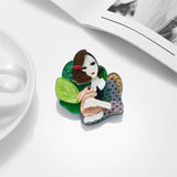 Acrylic Rabbit Girl Brooches Kids Cartoon Figure Brooch Pins Badges