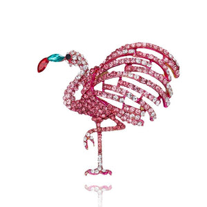 Pink Rhinestone Crane Bird Brooches Sparkling Crystal Animal Party Casual Pins