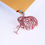 Pink Rhinestone Crane Bird Brooches Sparkling Crystal Animal Party Casual Pins