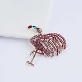 Pink Rhinestone Crane Bird Brooches Sparkling Crystal Animal Party Casual Pins