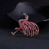 Pink Rhinestone Crane Bird Brooches Sparkling Crystal Animal Party Casual Pins