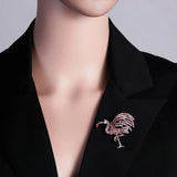 Pink Rhinestone Crane Bird Brooches Sparkling Crystal Animal Party Casual Pins