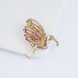 Pink Rhinestone Crane Bird Brooches Sparkling Crystal Animal Party Casual Pins