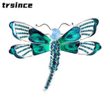 Exaggerated Rhinestone Dragonfly Brooch Vintage Beauty Pins