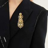 Vintage Court Tassel Pearls Brooch Pins for Women