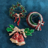 Xmas Brooch Snowman Elk Santa Claus Tree Wreath Metal Pins Jewelry Gift