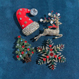 Xmas Brooch Snowman Elk Santa Claus Tree Wreath Metal Pins Jewelry Gift