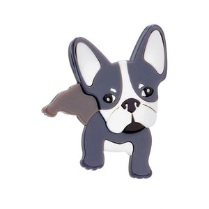 Gray Peeing Puppy Dog Brooches Unisex Animal Pins Lapel Badges