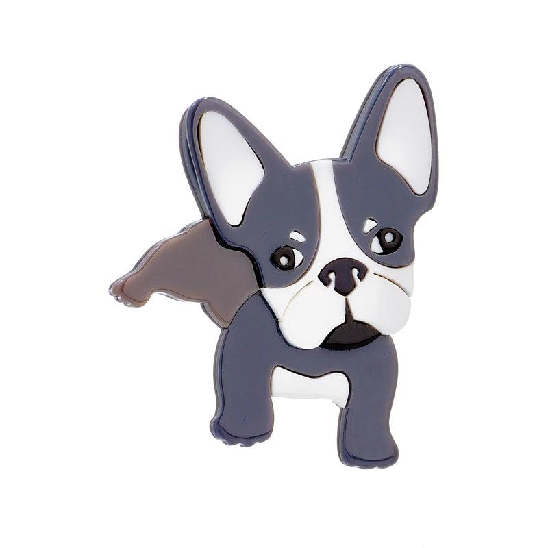 Gray Peeing Puppy Dog Brooches Unisex Animal Pins Lapel Badges