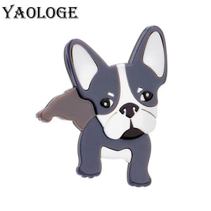 Gray Peeing Puppy Dog Brooches Unisex Animal Pins Lapel Badges