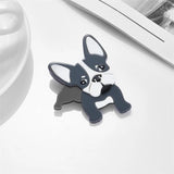 Gray Peeing Puppy Dog Brooches Unisex Animal Pins Lapel Badges