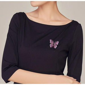 Purple Butterfly Brooch Rhinestone Pin Insect Corsage