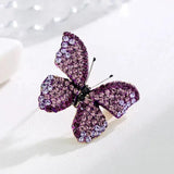 Purple Butterfly Brooch Rhinestone Pin Insect Corsage