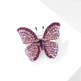 Purple Butterfly Brooch Rhinestone Pin Insect Corsage