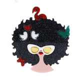 Acrylic Girl Birds Butterfly Brooch Big Resin Glitter Flamingo Forest Pin