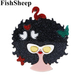 Acrylic Girl Birds Butterfly Brooch Big Resin Glitter Flamingo Forest Pin