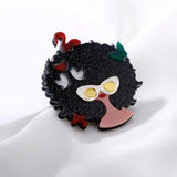 Acrylic Girl Birds Butterfly Brooch Big Resin Glitter Flamingo Forest Pin